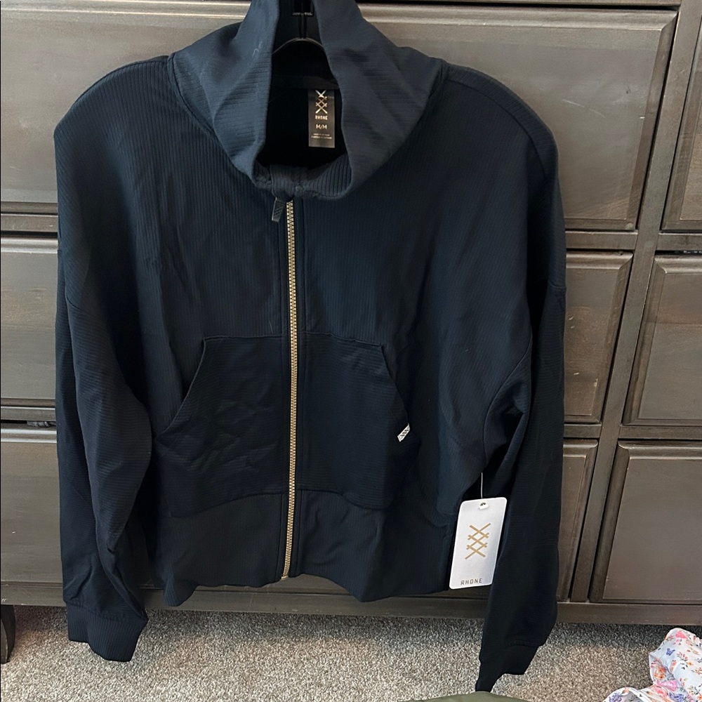 Rhone Black Zip-Up Hoodie